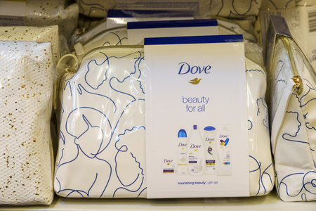 Dove gift set for women on the store shelf. Illustrative editorial. February 24, 2022 Balti Moldova