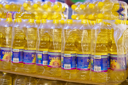 Sunflower oil, socially significant goods. January 26, 2022 Beltsy Moldova.のeditorial素材