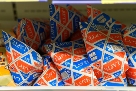 Milk in packages, socially significant goods. January 26, 2022 Beltsy Moldova.