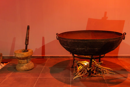 Historical antique tools in the olive museum. Illustrative editorial. August 9, 2022 Kuzdere, Antalya Province, Turkeyのeditorial素材