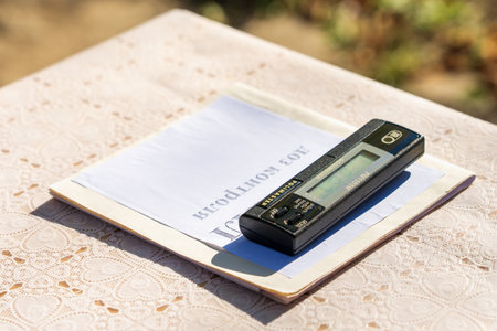 Radiation dose measuring device with selective focus. Editorial news background. October 11, 2022 Beltsy Moldova.のeditorial素材