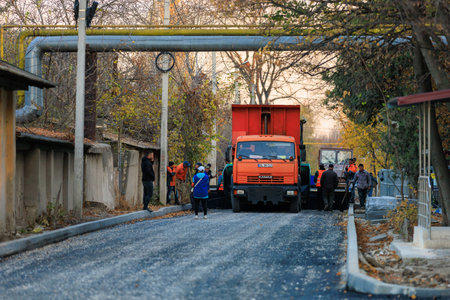 Repair of intra-yard or intra-quarter roads, background. November 3, 2022 Beltsy Moldova