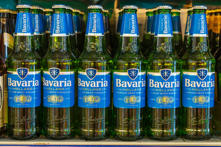 Beer Bavaria. Goods in the supermarket. June 15, 2022 Beltsy Moldova.のeditorial素材