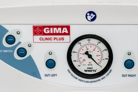 New modern measuring device with an arrow. Selective focus. Medical equipment in the maternity ward...