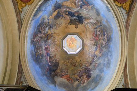 August 22, 2022 Prague, Czech Republic. Medieval vintage interiors in Prague Castle. Background with selective focus and copy space for textのeditorial素材