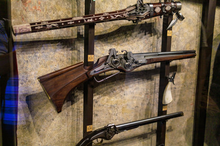 August 22, 2022 Prague, Czech Republic. Musket. Background with selective focus and copy space