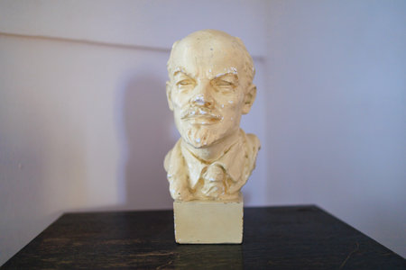 August 26, 2022 Votice Czech Republic. Bust of Lenin. Background with selective focus and copy space