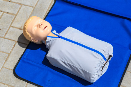 May 25, 2022 Balti Moldova. Illustrative editorial background. Manikin for first aid training.のeditorial素材