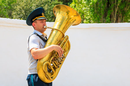 June 1, 2022 Balti Moldova. Illustrative editorial background. Military band.