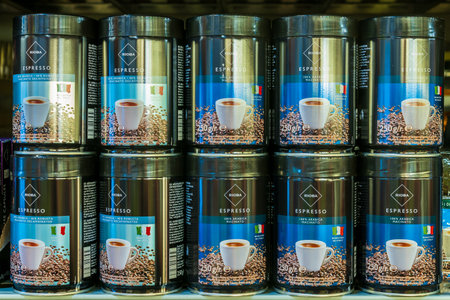 July 7, 2022 Beltsy, Moldova. For illustrative editorial use. Rioba espresso coffee.のeditorial素材