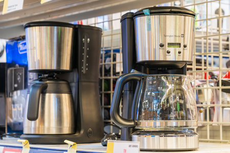 September 19, 2022 Beltsy, Moldova. For illustrative editorial use. Electric coffee makers.のeditorial素材