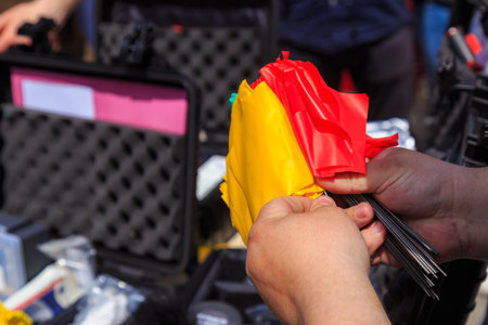 May 25, 2022 Balti Moldova. Illustrative editorial background. Equipment for forensic examination at the crime scene.のeditorial素材