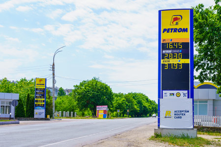 June 3, 2022 Balti Moldova. Gas station. Illustrative editorial. News backgroundのeditorial素材