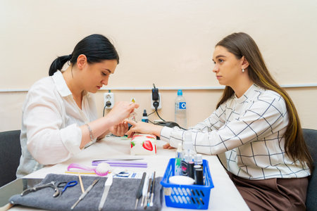 May 17, 2022 Balti Moldova. The process of creating a manicure. Illustrative editorial. Backgroundのeditorial素材