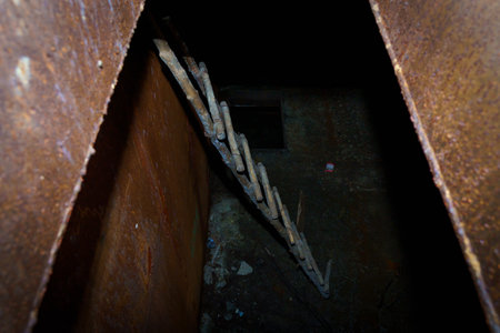 June 5, 2022 Olishkany Moldova. Anti-nuclear secret bunker of the USSR. Abandoned military facility 1180. Alternate command postのeditorial素材