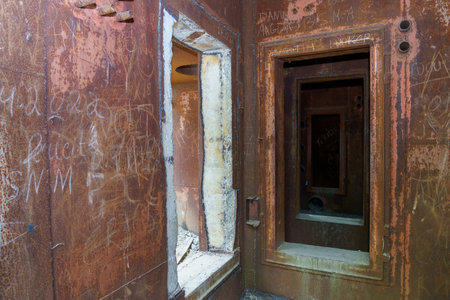 June 5, 2022 Olishkany Moldova. Anti-nuclear secret bunker of the USSR. Abandoned military facility 1180. Alternate command postのeditorial素材