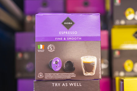 January 20, 2023 Beltsy, Moldova. For illustrative editorial use. Espresso capsules.のeditorial素材