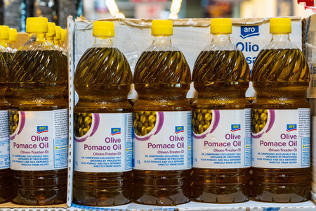 September 1, 2022 Beltsy, Moldova. For illustrative editorial use. Olive oil.のeditorial素材