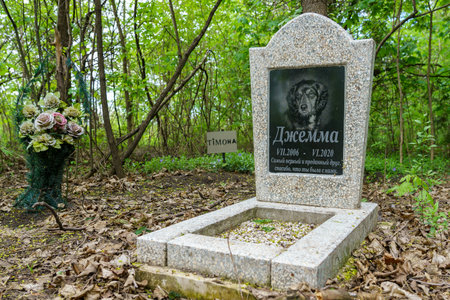 April 28, 2023 Beltsy, Moldova. For illustrative editorial use. Pet cemetery. Background with copy spaceのeditorial素材