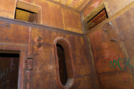 June 5, 2022 Olishkany Moldova. Anti-nuclear secret bunker of the USSR. Abandoned military facility 1180. Alternate command postのeditorial素材