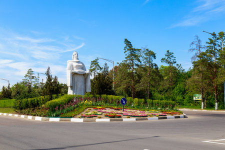 May 20, 2022 Balti Moldova. Monument to Moldovan hospitality. Welcome. Illustrative editorial. Backgroundのeditorial素材