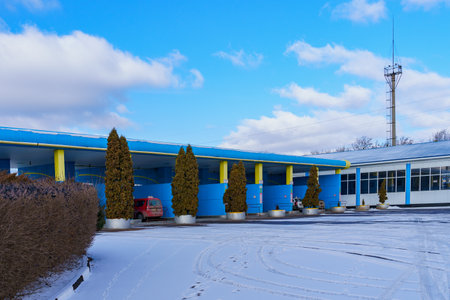 January 24, 2022 Balti Moldova. Gas station with methane. News editorial backgroundのeditorial素材