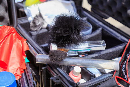 May 25, 2022 Balti Moldova. Illustrative editorial background. Equipment for forensic examination at the crime scene.のeditorial素材