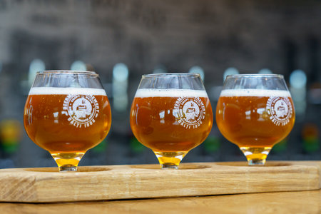 May 4, 2022 Beltsy, Moldova. For illustrative editorial use. Craft beer