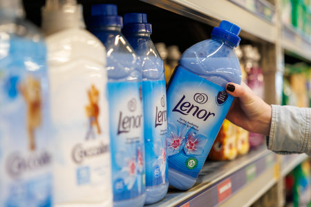 October 11, 2023 Beltsy, Moldova. For illustrative editorial use. Washing conditioner Lenoreのeditorial素材