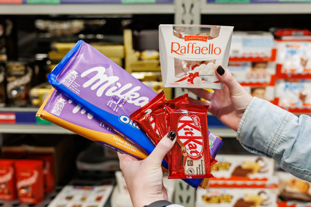 October 11, 2023 Beltsy, Moldova. For illustrative editorial use. Chocolates and sweetsのeditorial素材