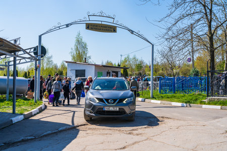 April 23, 2023 Beltsy, Moldova. For illustrative editorial use. Memorial Days at the Cemeteryのeditorial素材