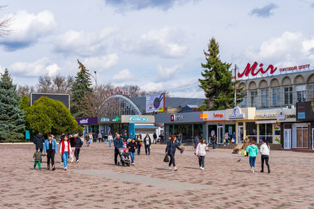 March 26, 2023 Beltsy, Moldova. For illustrative editorial use. Central city squareのeditorial素材