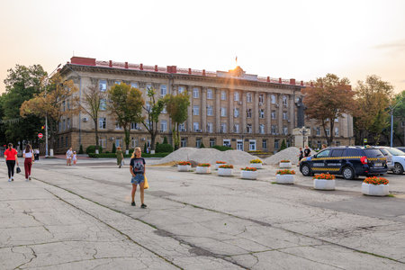 October 1, 2023. Balti Moldova. Government city building. Background with selective focus and copy spaceのeditorial素材