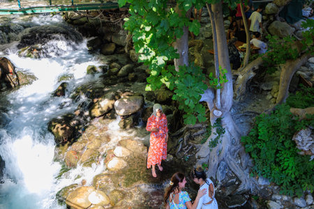 August 11, 2023 Saklikent Canyon Turkey. For illustrative editorial use. The largest canyon in the country. Popular place for tourists. The main natural attraction.のeditorial素材