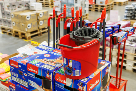 October 11, 2023 Beltsy, Moldova. For illustrative editorial use. Bucket for cleaning floorsのeditorial素材