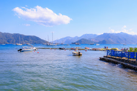 August 6, 2023 Marmaris Turkey. For illustrative editorial use. City sea bayのeditorial素材