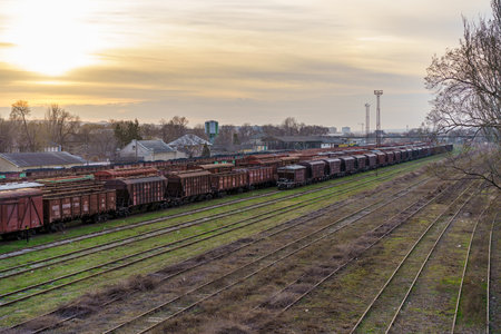 March 24, 2023 Beltsy, Moldova. For illustrative editorial use. Train Stationのeditorial素材