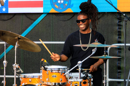 May 19, 2023 Beltsy, Moldova. For illustrative editorial use. American musicians give a public concert on America Dayのeditorial素材