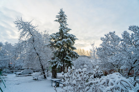 December 12, 2022 Beltsy, Moldova. For illustrative editorial use. Winter with snow in the city.のeditorial素材