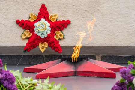 May 9, 2023 Beltsy, Moldova. For illustrative editorial use. Monument Eternal Flameのeditorial素材