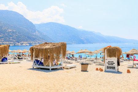 August 11, 2023 Oludeniz Turkey. For illustrative editorial use. Famous popular Oludeniz beachのeditorial素材