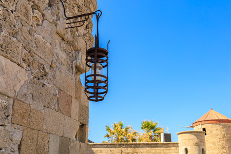 Lantern of the old city. Background with selective focus and copy space for textの写真素材