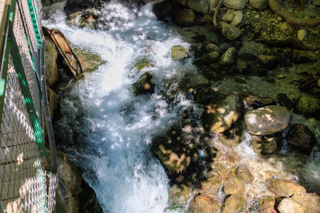 Saklikent Canyon in Turkey with mountain cold stormy water in the river. Natural attraction, popular place for tourists to visit. Backgroundの写真素材