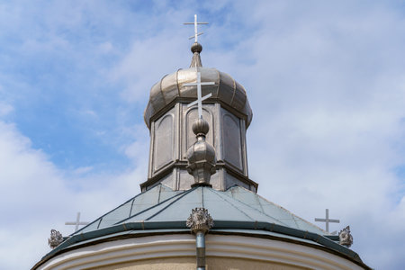 The cross as a religious symbol. Background with selective focus and copy space for textの写真素材