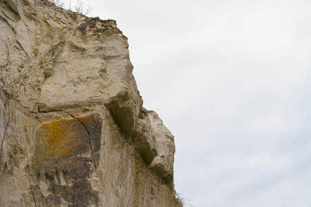 Limestone mountain. Background with selective focus and copy space for textの写真素材