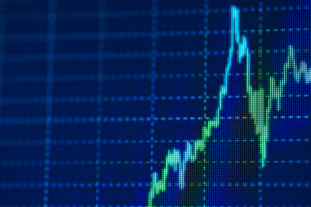 Blue graph showing increasing economic growth trend.の写真素材