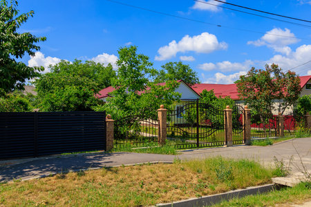 Moldavian village. Background with selective focus and copy space for textの写真素材