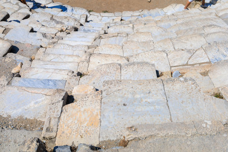 Ancient amphitheater in the city of Ephesus. Background with selective focus and copy space for textの写真素材