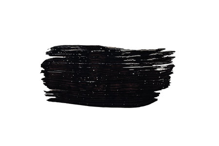 Brush stroke of black paint on a white isolated background. Blank for design, graphic resourceの写真素材