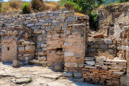 Archaeological excavations in the city of Ephesus. Background with selective focus and copy space for textの写真素材